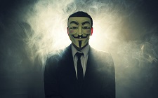 Anonymous members in Guy Fawkes masks